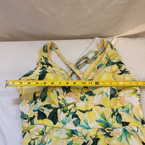 Torrid Bathing Suit Women Size 3 Two Piece Tankini Yellow Flowers Print Lace - Picture 6 of 11